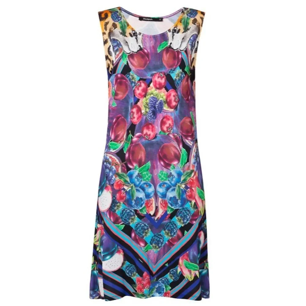 Blue Dress with Fruit Print Nika Size M - Picture 9 of 15